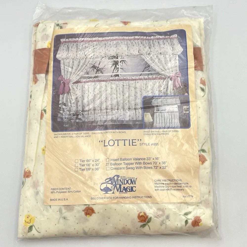 Vintage‎ Window Magic Lottie Floral Balloon Topper W Bows Curtains NIP USA